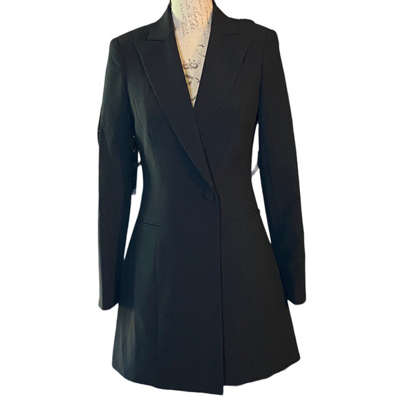 Minimalistic Jay & Godfrey Womens 2 Tuxedo Mini Chic Black Dress Old Money NWT - Picture 1 of 12